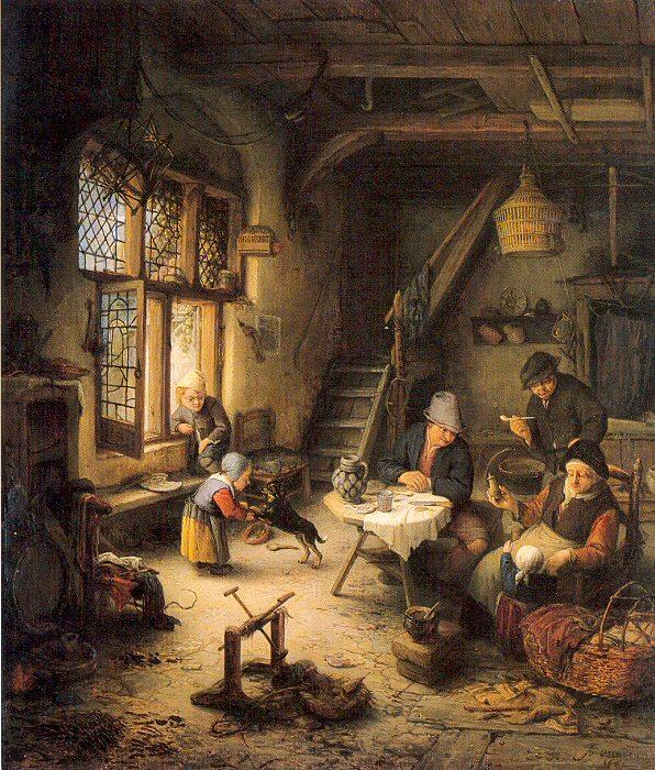 Ostade, Adriaen van Peasant Family in an Interior oil painting picture